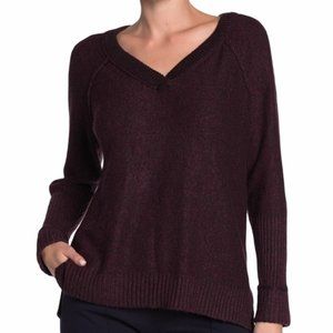 DEMOCRACY Rolled Cuff V-neck Cozy Sweater NWOT